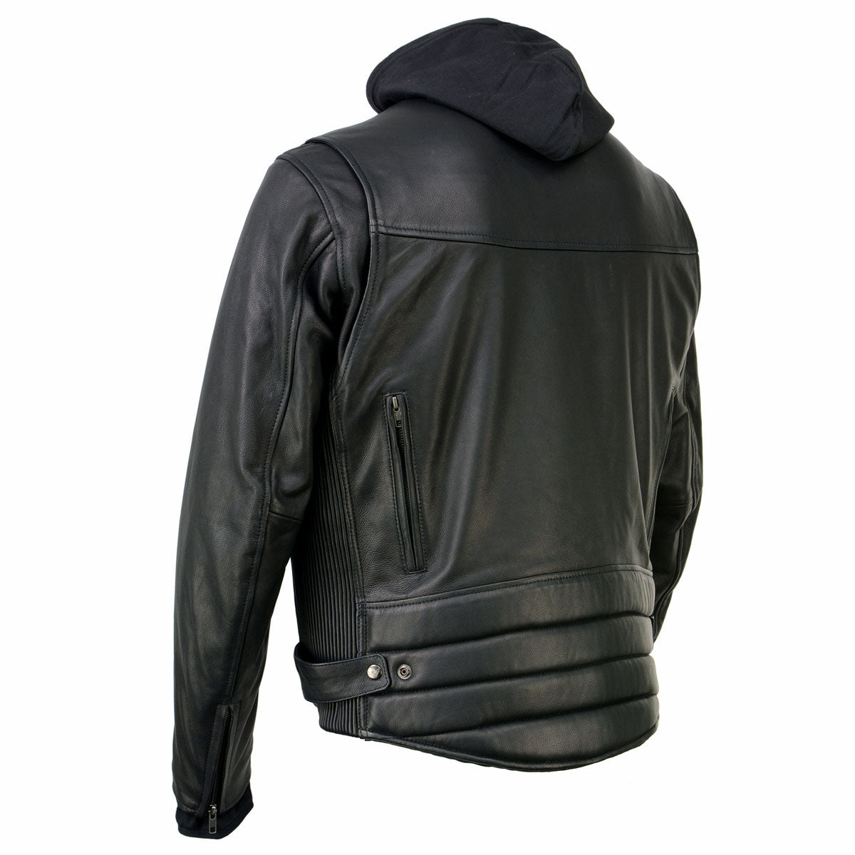 Milwaukee Leather MLM1523 Men's 'Scoundrel' Black Leather Fashion Motorcycle Riding Jacket w/ Removable Hoodie