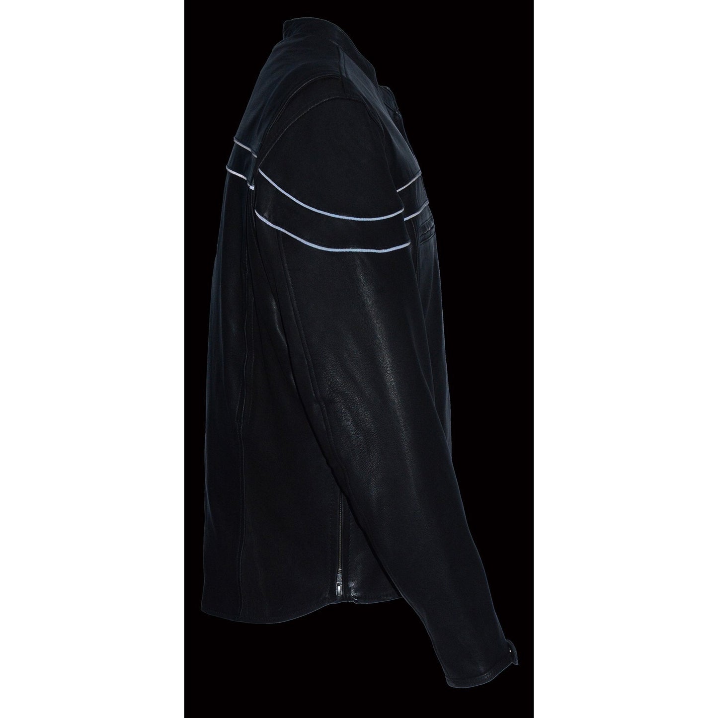 Milwaukee Leather MLM1525 Men's ‘Crossover’ Black Leather Lightweight MC Jacket