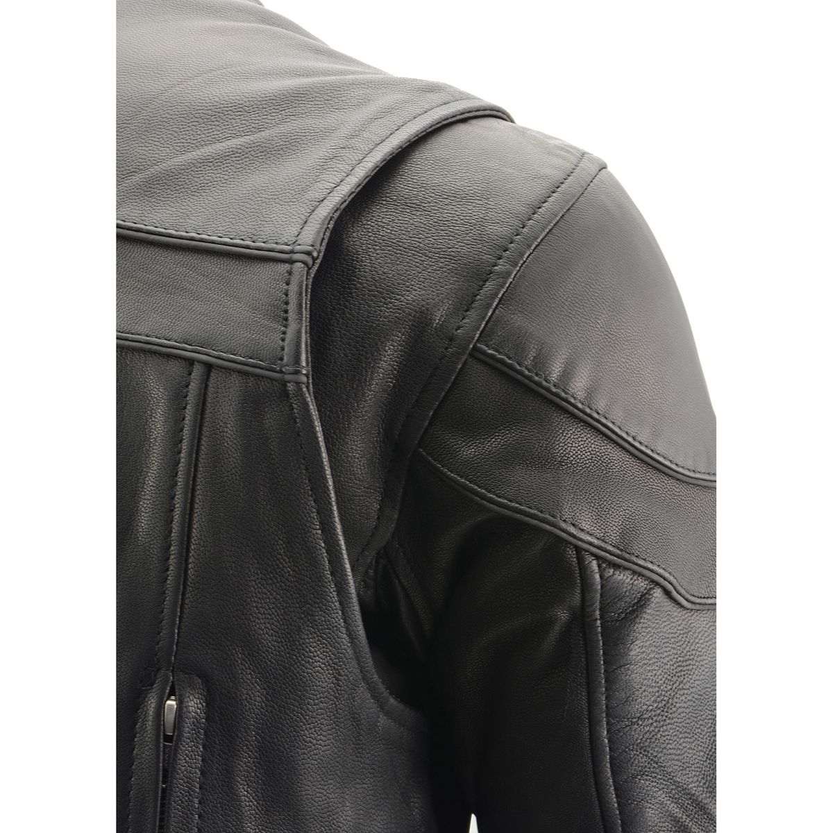 Milwaukee Leather MLM1526 Men's Black 'Stay Cool' Black Leather Sporty Motorcycle Jacket with Cool-Tec