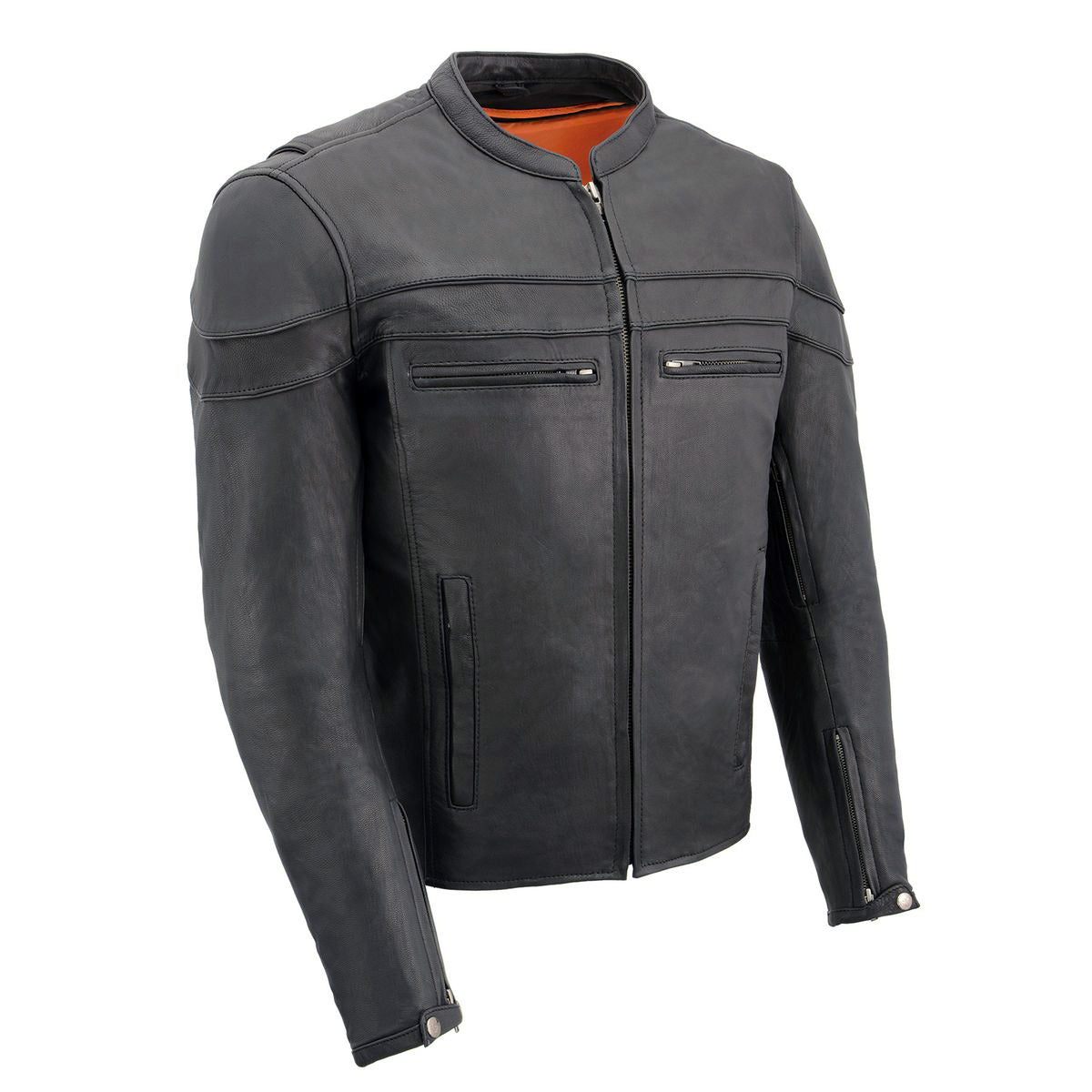 Milwaukee Leather MLM1526 Men's Stay Cool Black Premium Leather Sporty Motorcycle Jacket w/ Cool-Tec Leather Treatement