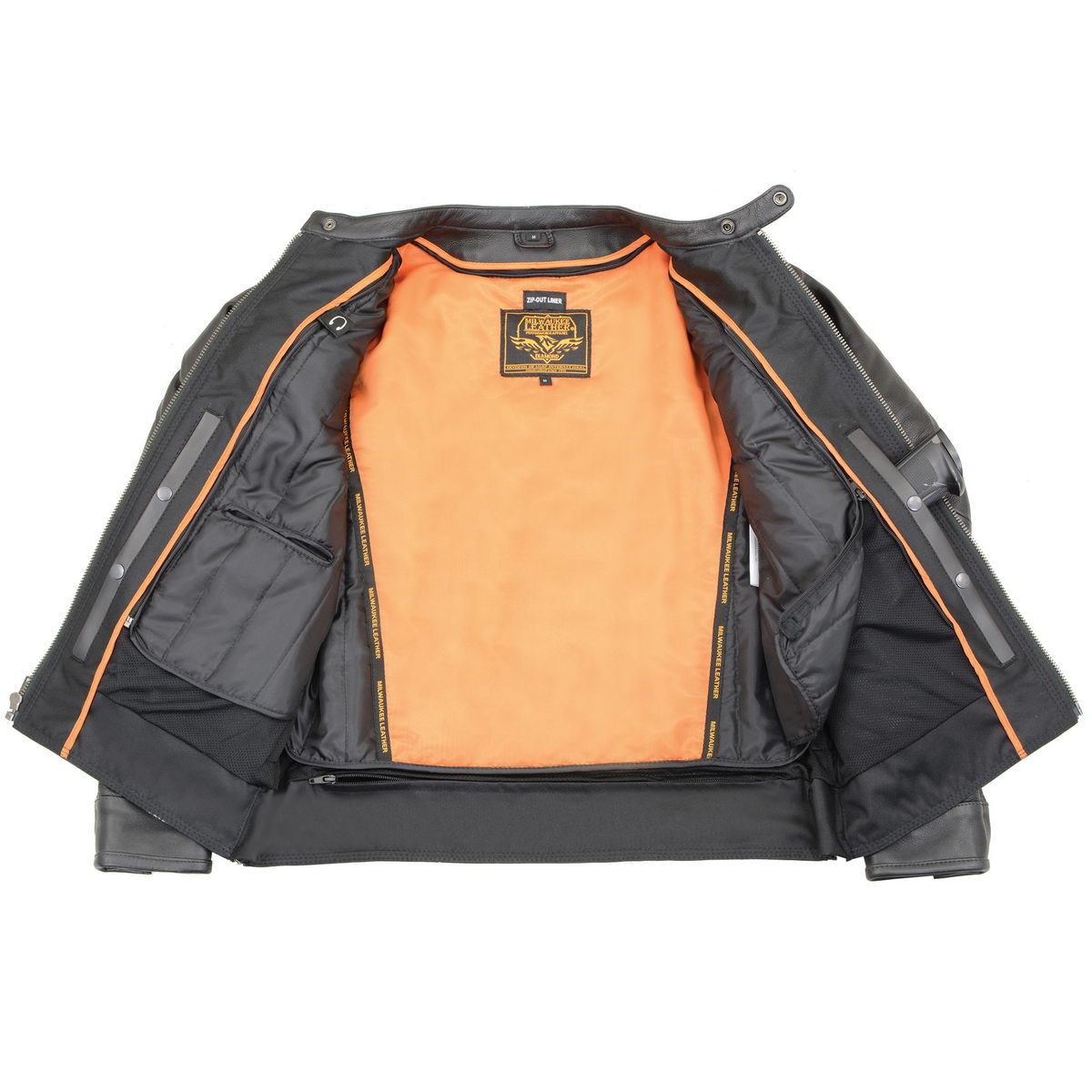 Milwaukee Leather MLM1551 Men's Black Lightweight Premium Leather Motorcycle Jacket w/ Cool-Tec Leather Treatement