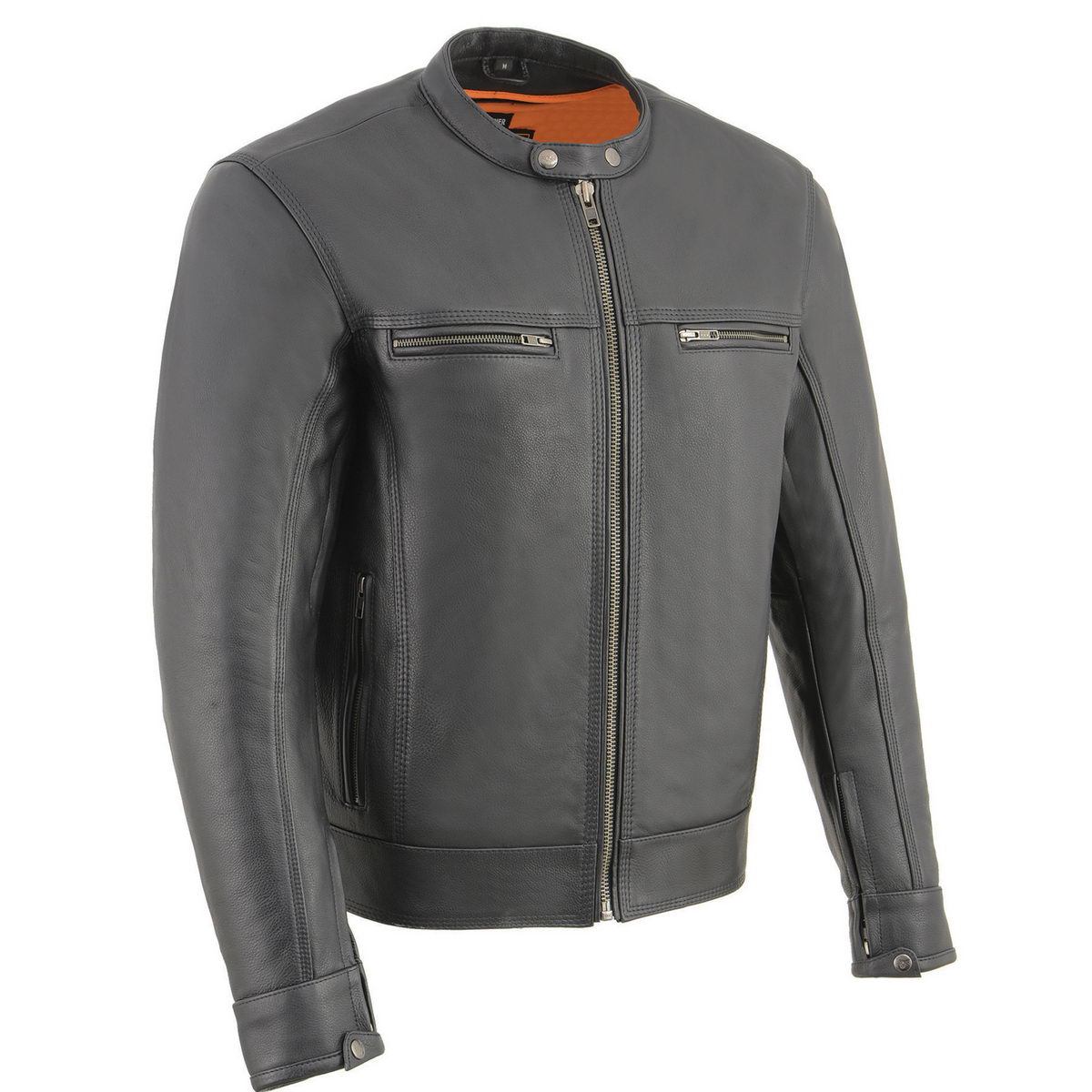 Milwaukee Leather MLM1551 Men's Black Lightweight Premium Leather Motorcycle Jacket w/ Cool-Tec Leather Treatement