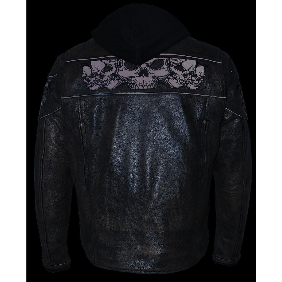 Milwaukee Leather MLM1561 Men's Distressed Brown Leather Jacket with Reflective Skulls