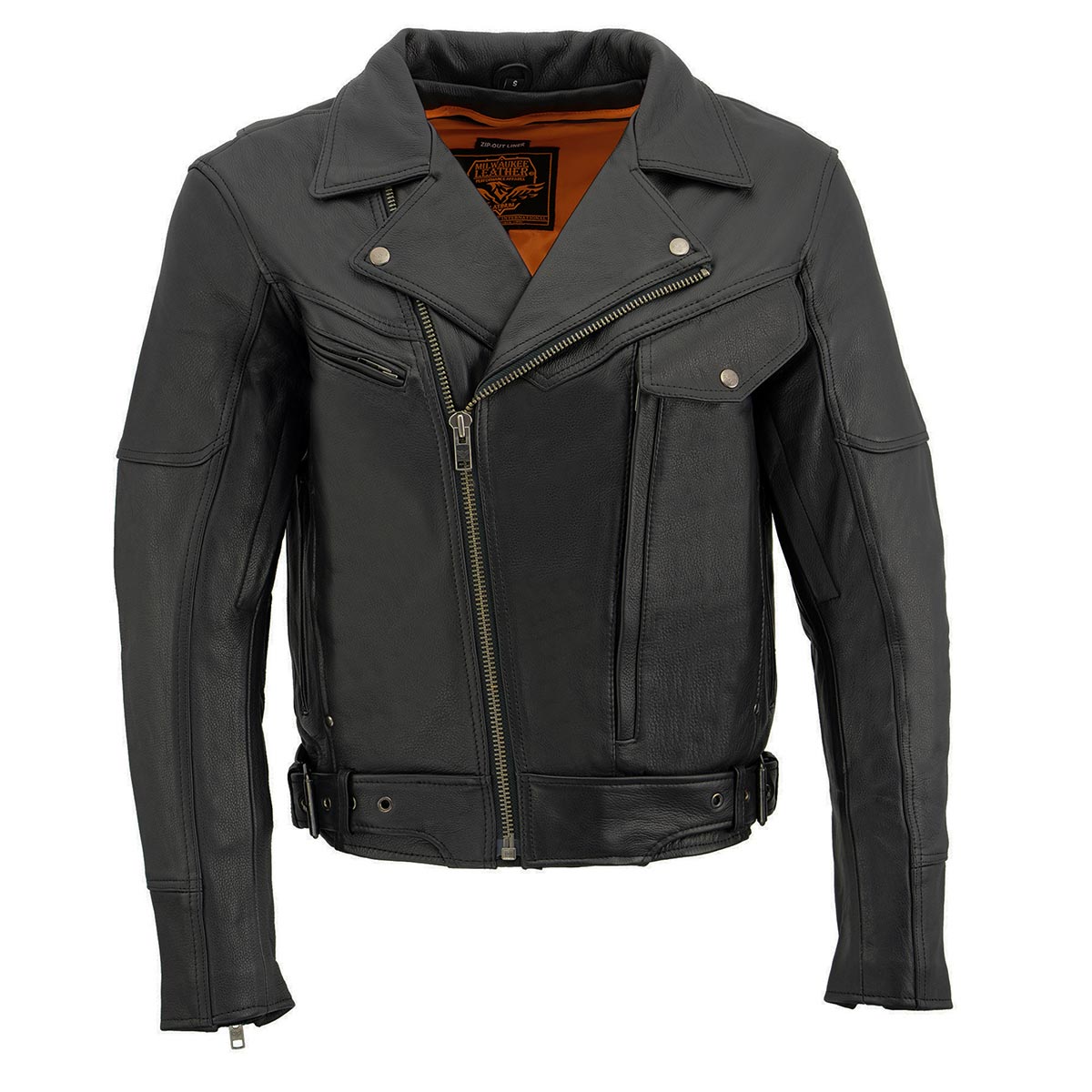 Milwaukee Leather MLM1570 Men’s Black Premium Naked Cowhide Leather Utility Pocket Motorcycle Jacket