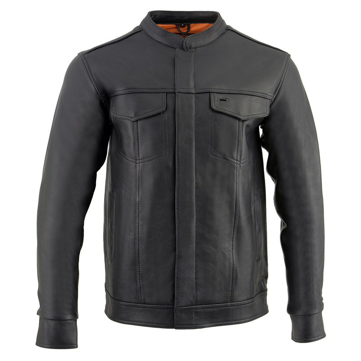 Milwaukee Leather MLM1610 Men's Club Style Black Casual Biker Leather Shirt with Dual Closure