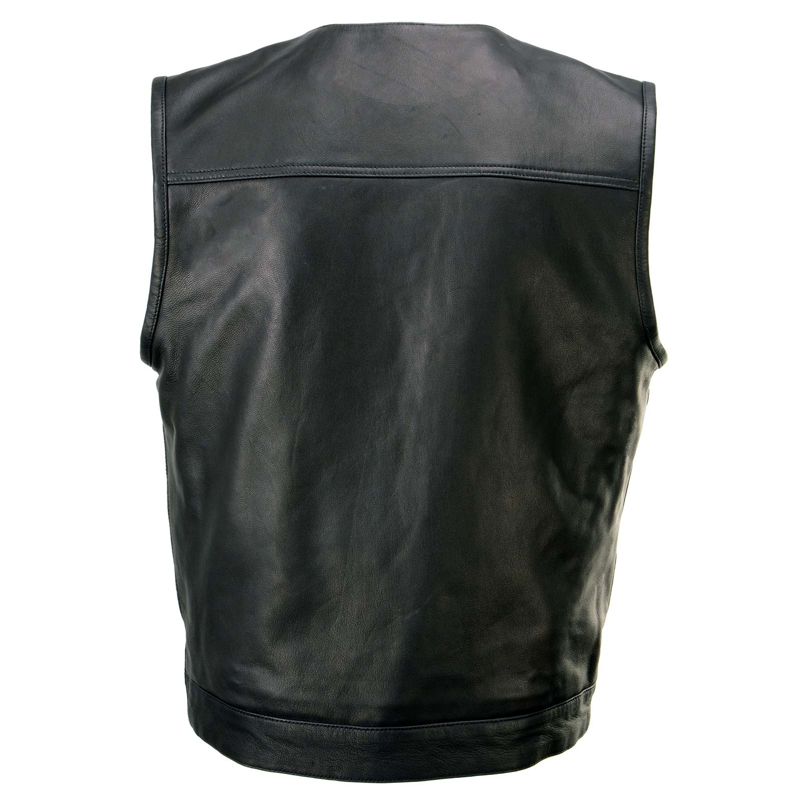 Milwaukee Leather MLM3503 Men's 'Pursuit' Black Premium Naked Goat Leather V Neck Club Style Motorcycle Rider Vest