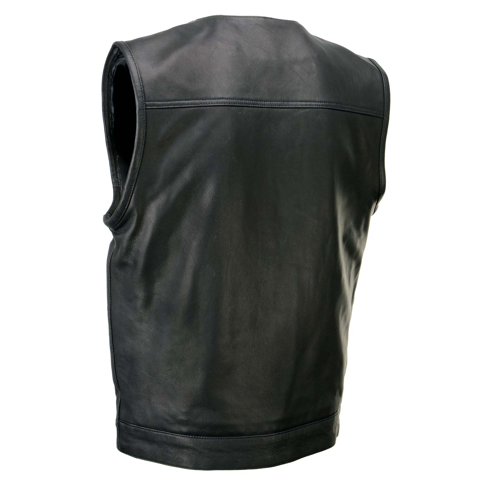 Milwaukee Leather MLM3503 Men's 'Pursuit' Black Premium Naked Goat Leather V Neck Club Style Motorcycle Rider Vest