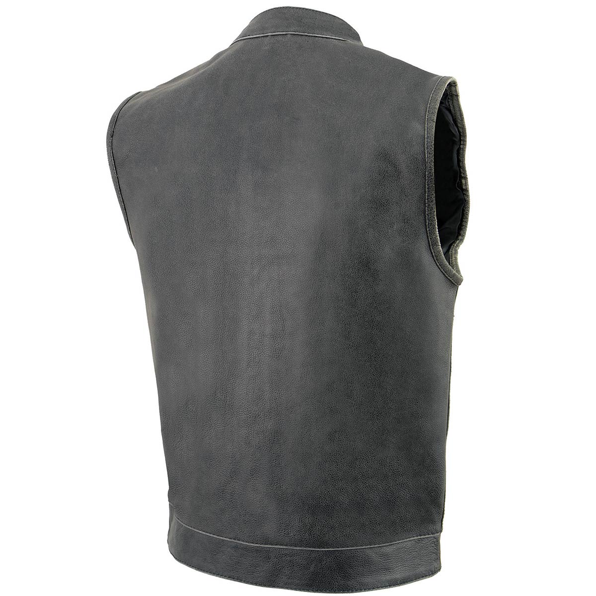 Milwaukee Leather MLM3513 Men's Premium Leather Club-Style Motorcycle Vest w/ Snaps and Zipper Closure