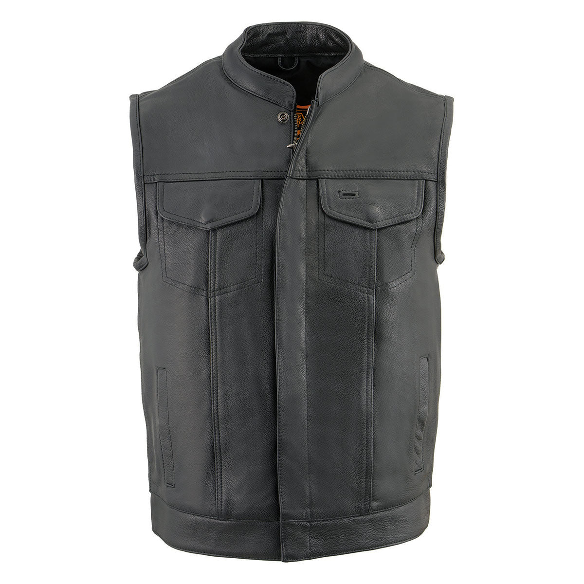 Milwaukee Leather Men's MLM3514 Black Premium Dual Closure Club Style Motorcycle Vest w/ Cool-Tec Leather Treatment