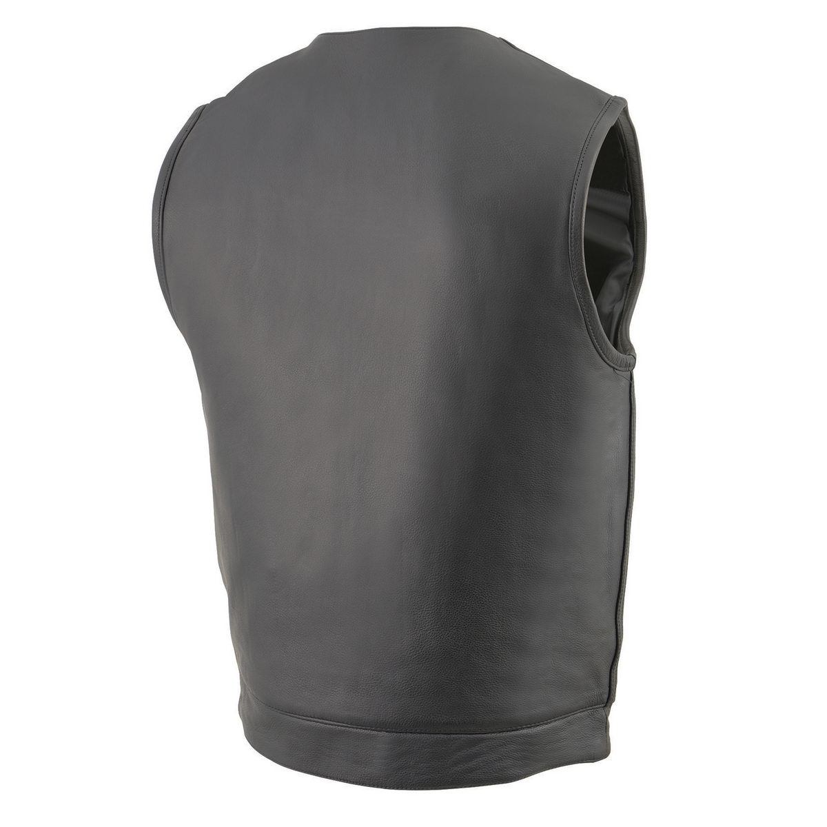 Milwaukee Leather Men's MLM3515 Black Premium Collarless Club Style Motorcycle Vest w/ Cool-Tec Leather Treatment