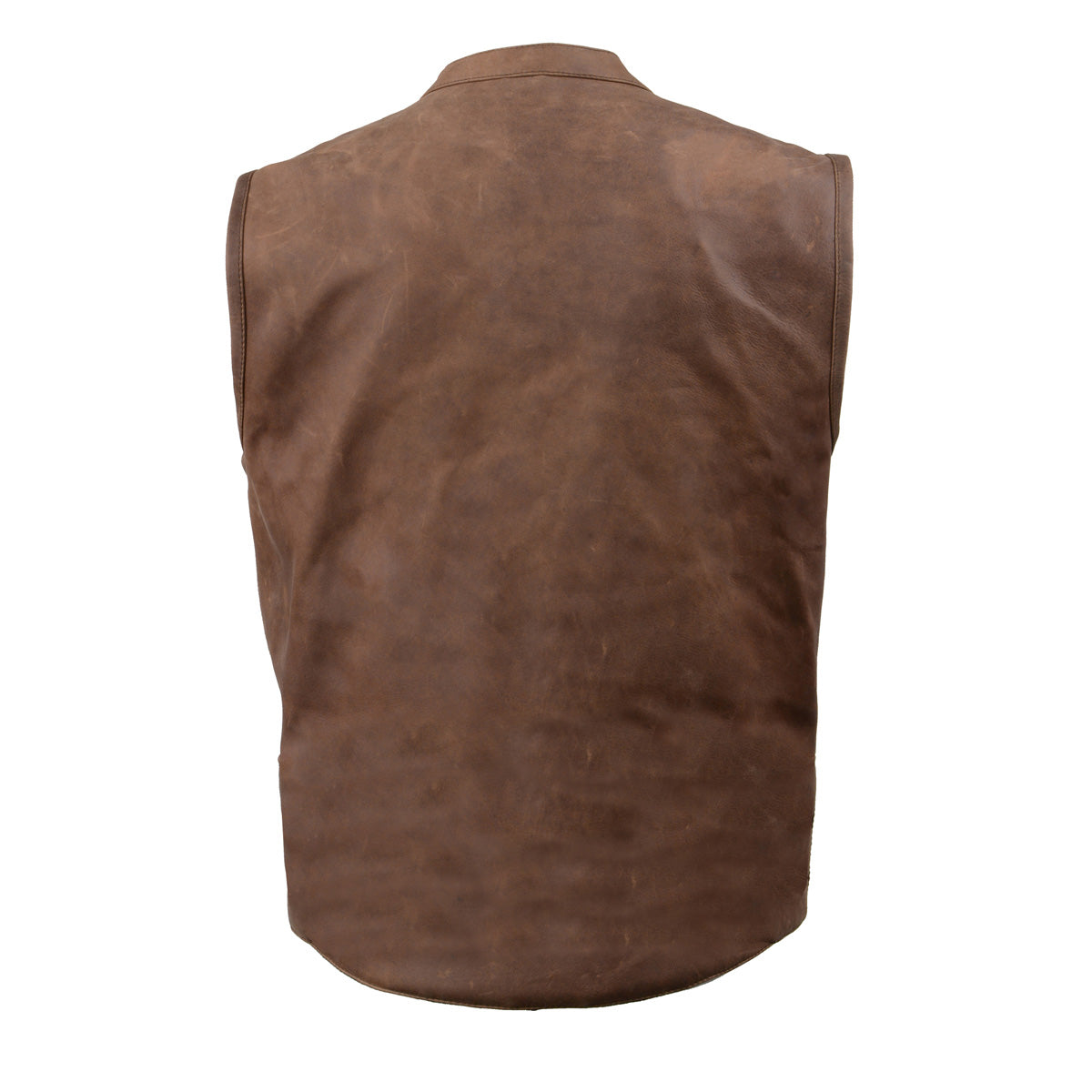 Milwaukee Leather MLM3519 Men's 'Rustler' Vintage Crazy Horse Brown Leather Club Style Motorcycle Vest