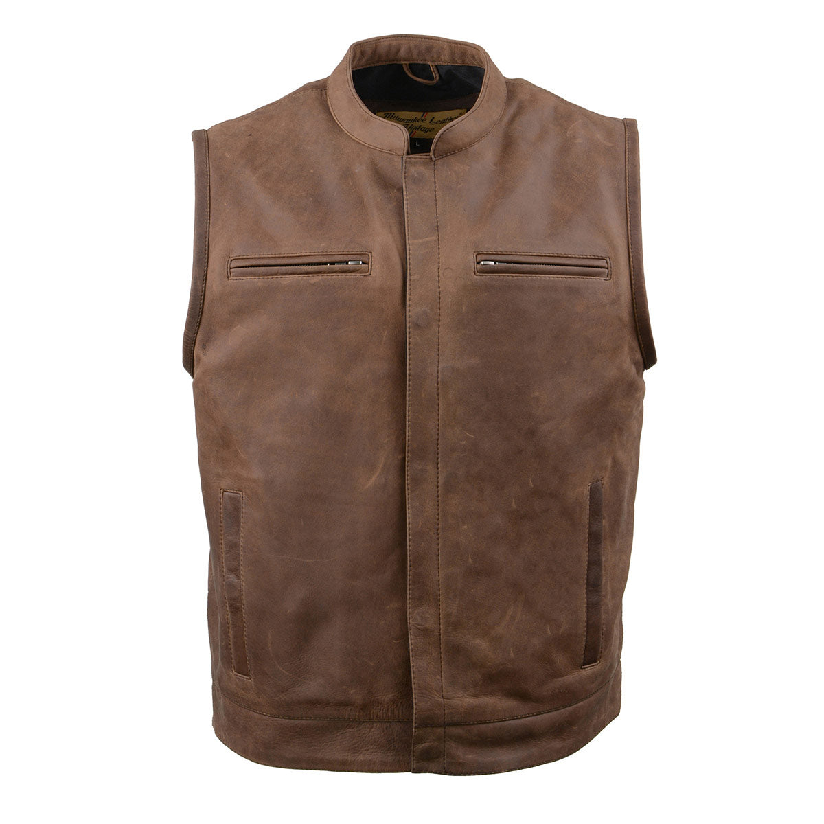 Milwaukee Leather MLM3519 Men's “Gambler” Crazy Horse Brown