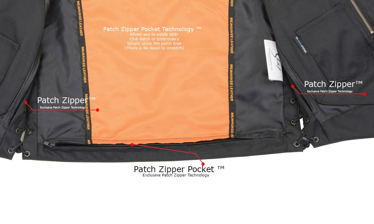 Milwaukee Leather MLM3541 Men's Roulette Black Premium Leather 10 Pocket Motorcycle Vest w/ Cool-Tec Leather Treatment