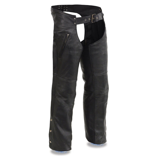 Milwaukee Leather MLM5502 Men's Black Premium Leather Motorcycle Rider Chaps w/ Cool-Tec Leather Treatment