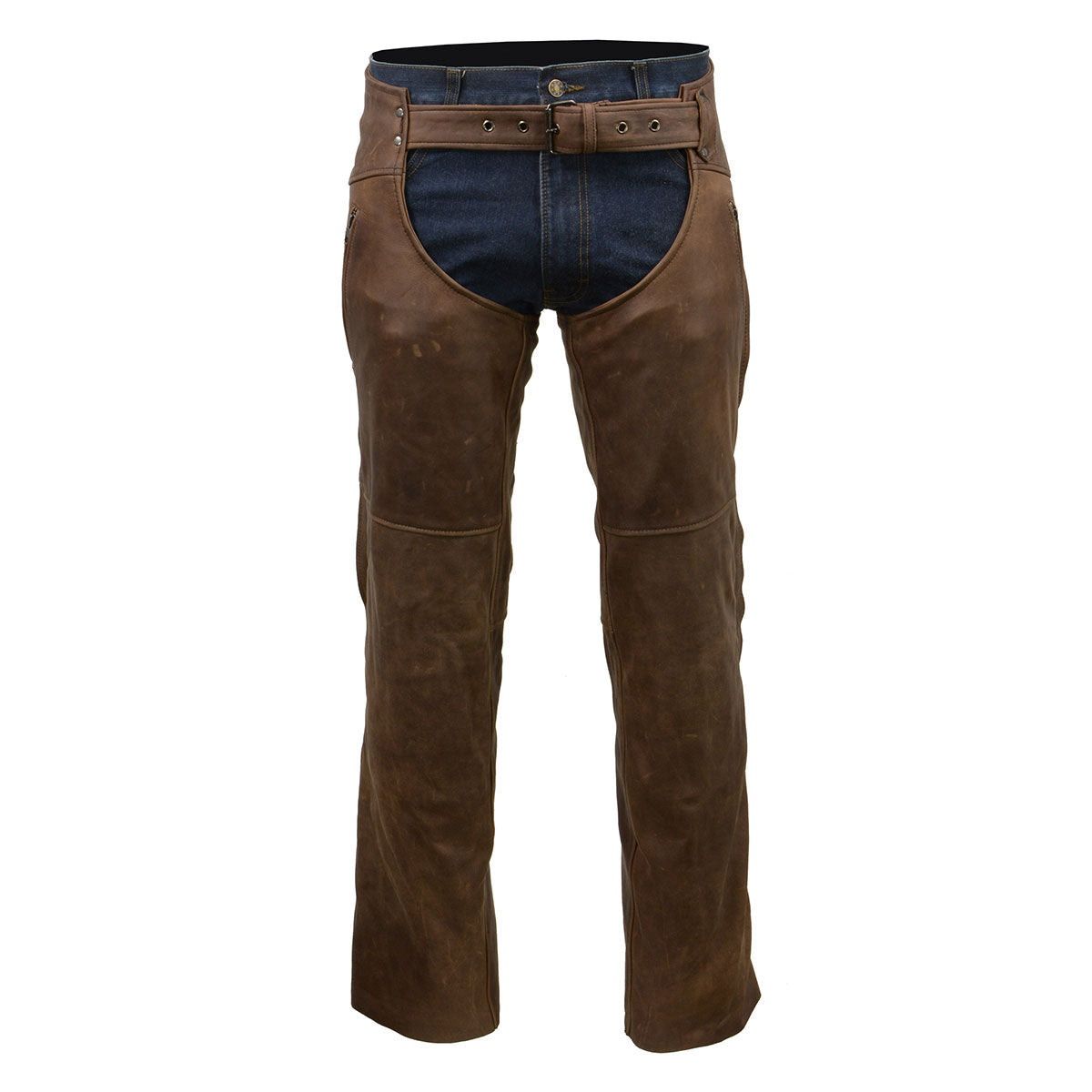Milwaukee Leather Chaps for Men's Vintage Crazy Horse Brown