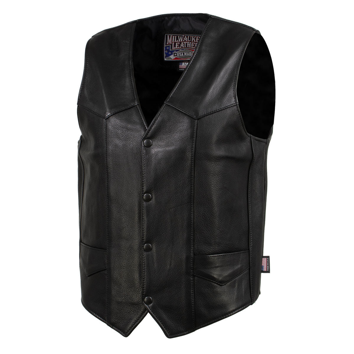 Milwaukee Leather USA MADE MLVSM5006 Men's Black 'Classic Western' Premium Motorcycle Rider Leather Vest