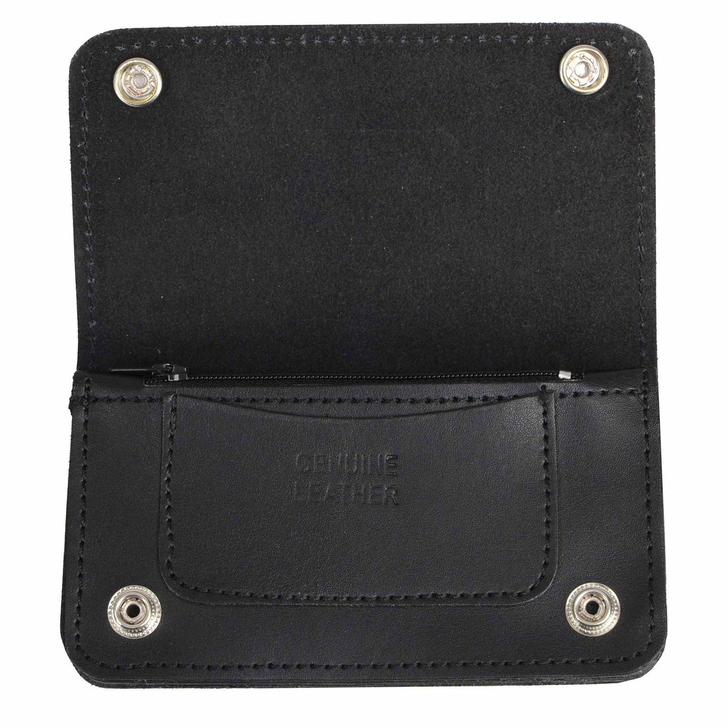 Milwaukee Leather MLW7802 Men's 6” Leather Long Bi-Fold Biker Wallet w/ Anti-Theft Stainless Steel Chain