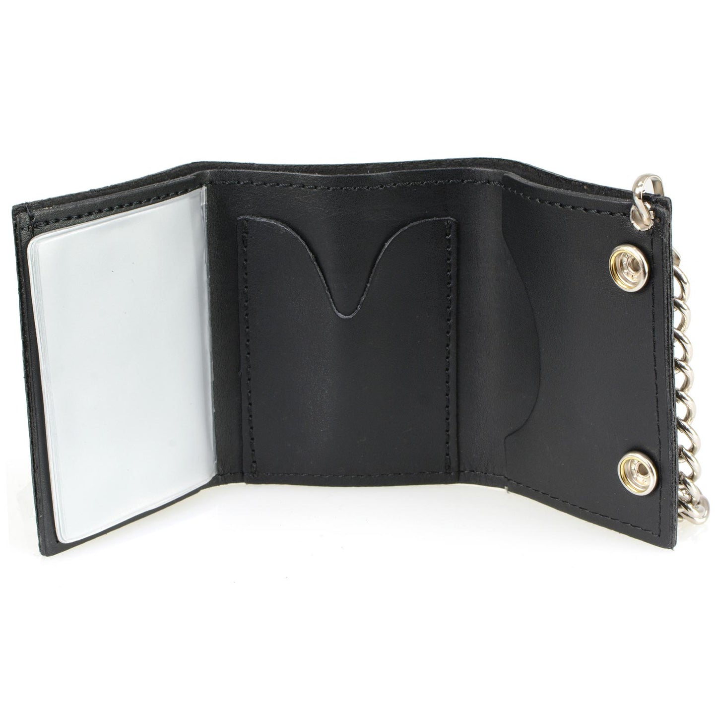 Milwaukee Leather MLW7839 Men's 4” Leather “2nd Amendment” Tri-Fold Wallet w/ Anti-Theft Stainless Steel Chain