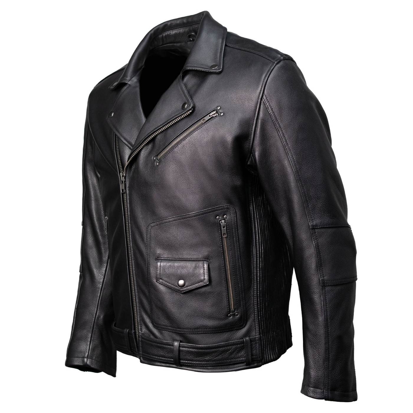 Milwaukee Motorcycle Clothing Co. Men's Unforgiven MC Style Black Leather Jacket w/ Lapel Collar MMC10008