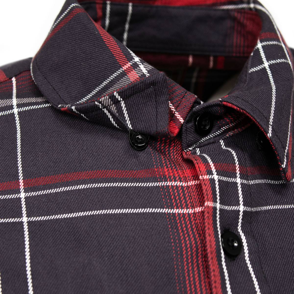 MMCC Scorpion Men's Red Black White Plaid Flannel Shirt - 100% Cotton Long Sleeve Button-Up - MMC11601
