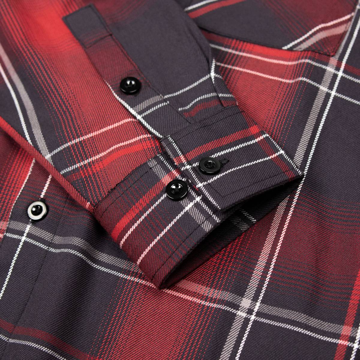 MMCC Scorpion Men's Red Black White Plaid Flannel Shirt - 100% Cotton Long Sleeve Button-Up - MMC11601