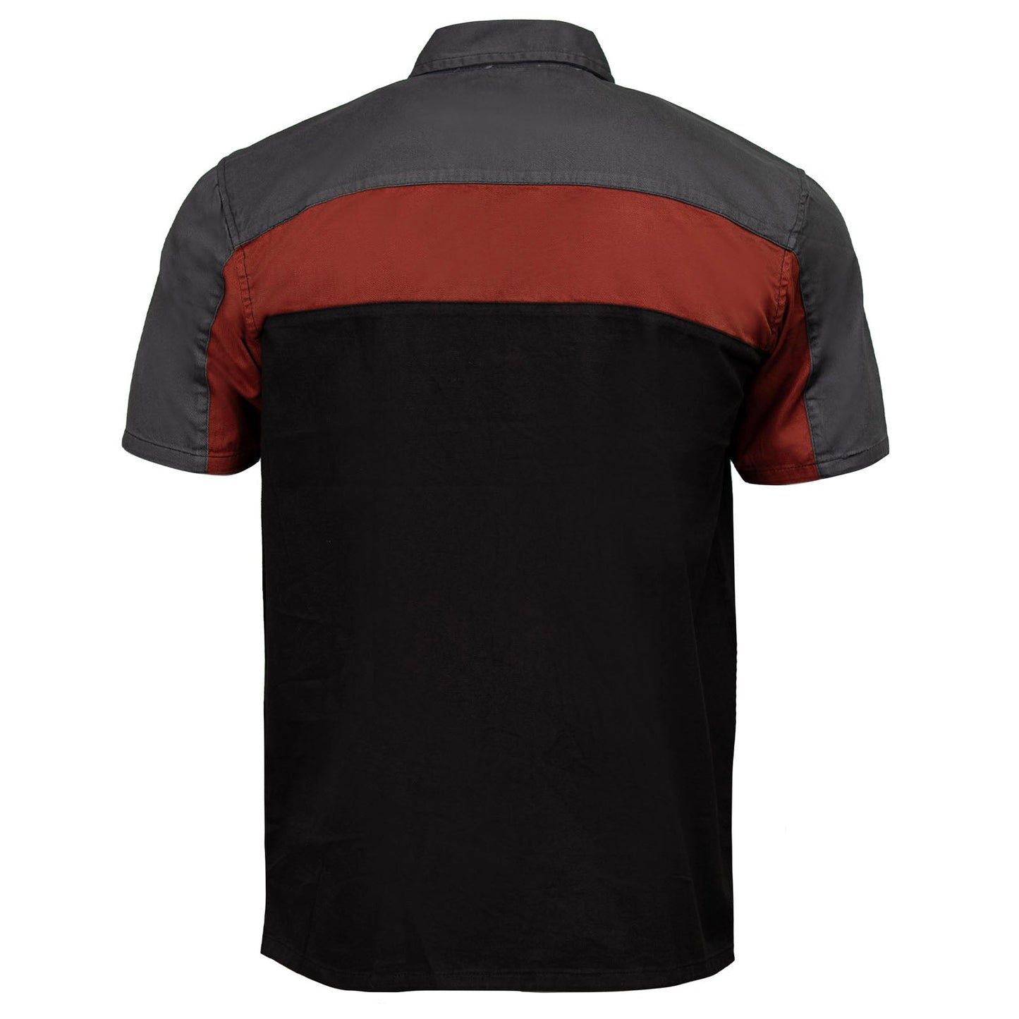 MMCC Men's Pit Stop Mechanic Button Up Shop Shirt, Reflective Strip, 2-Chest Pockets - Black-Orange-Grey - MMC16010