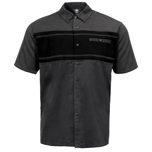 MMCC Men's Gear Head Grey/Black Mechanic Shirt - Microfiber Panel - MMC16017