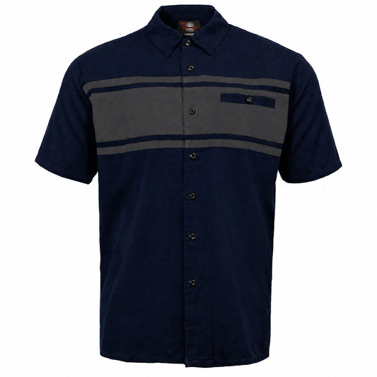 MMCC Men's Gear Head Blue/Grey Mechanic Shirt - Microfiber Panel - MMC16019