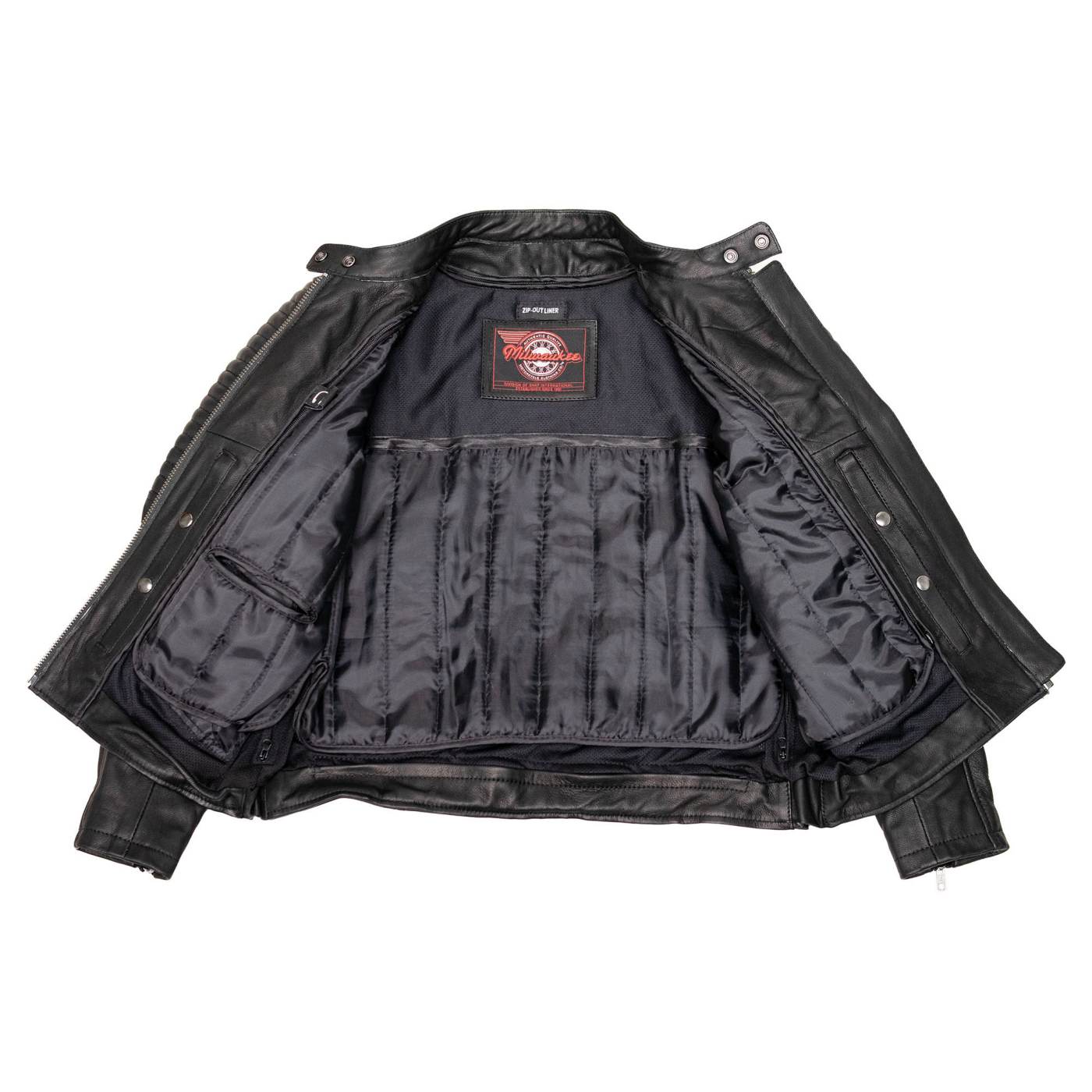 Milwaukee Motorcycle Clothing Co. Women's Foxy Scooter Style Black Premium Leather Jacket w/ Mandarin Collar MMC20000