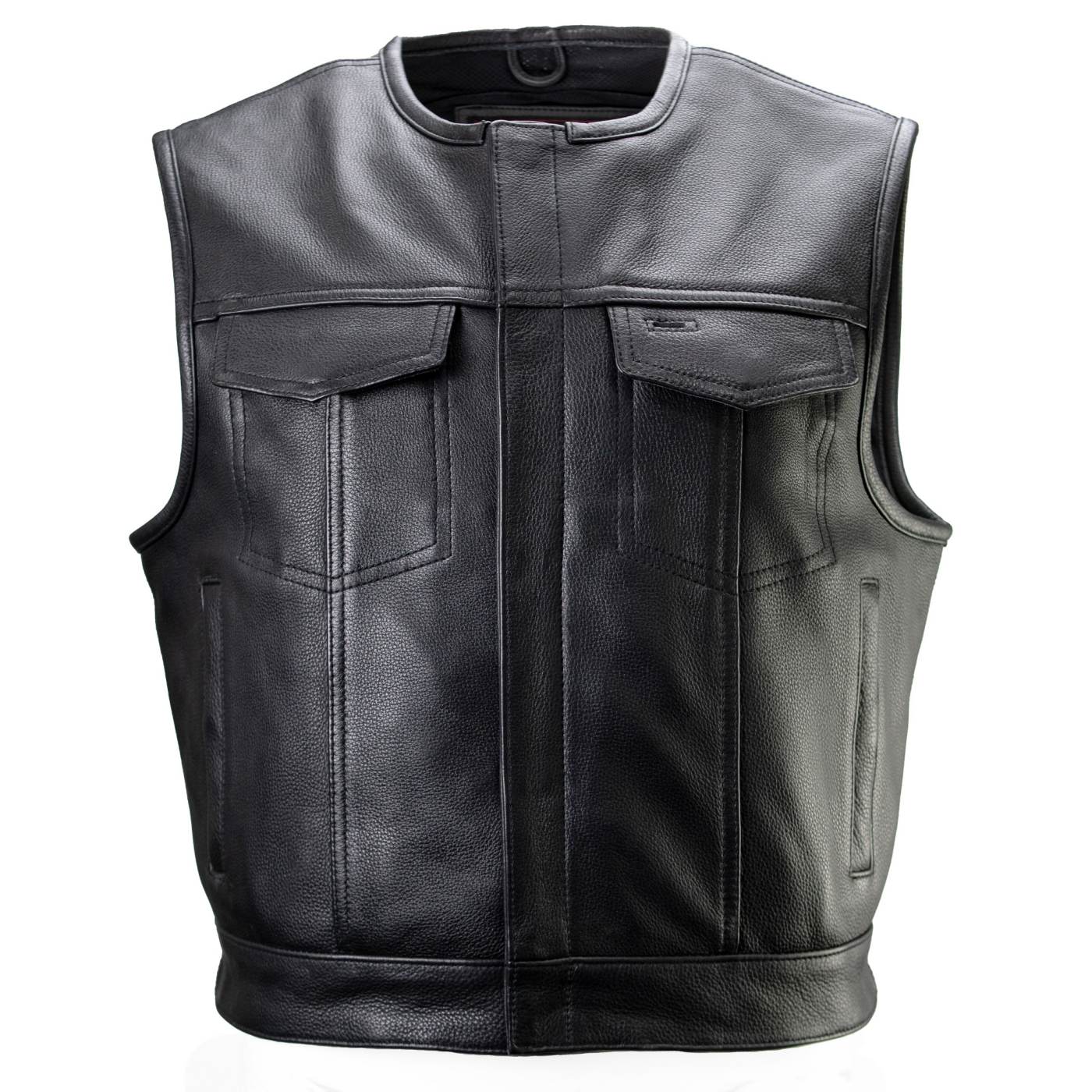 Milwaukee Motorcycle Clothing Co. Men's Low-Key Premium Black Leather Club Style Biker Vest MMC30000