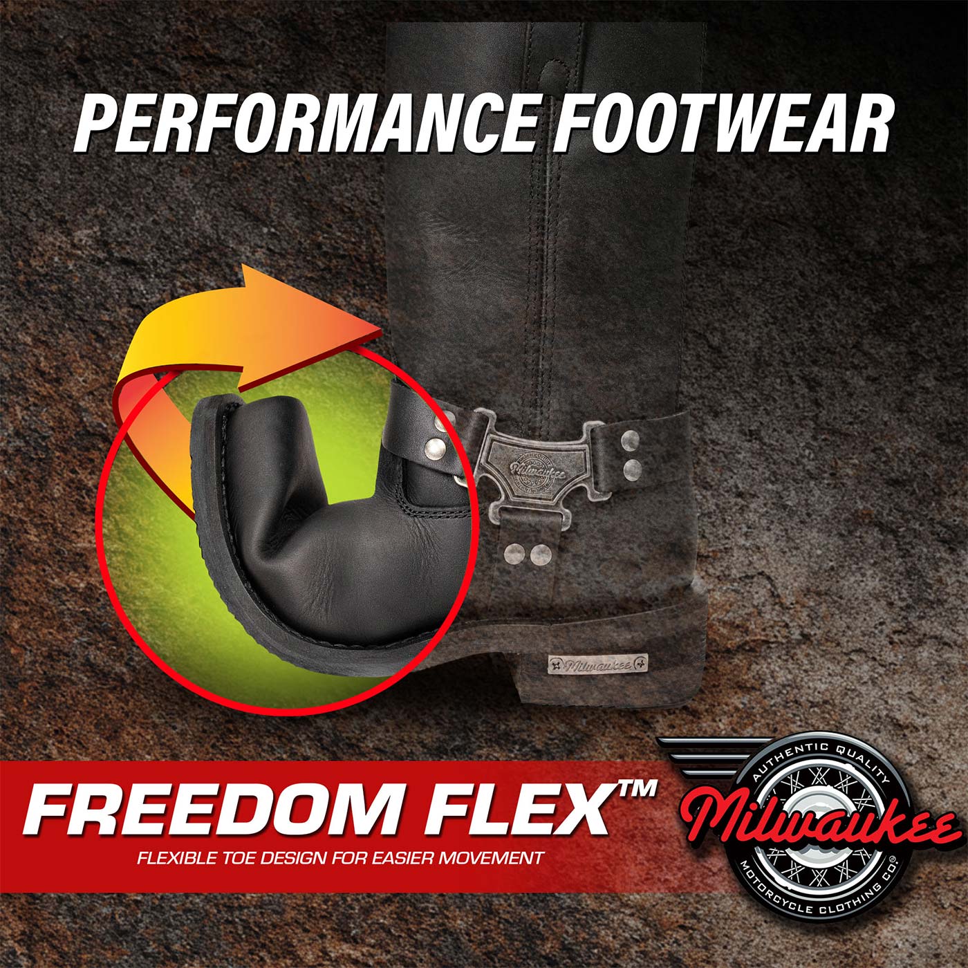 MMCC Men’s Kick Start 7” Black Top Grain Leather Motorcycle Boots - Dual YKK Zippers, Freedom Flex Toe - MBM9009