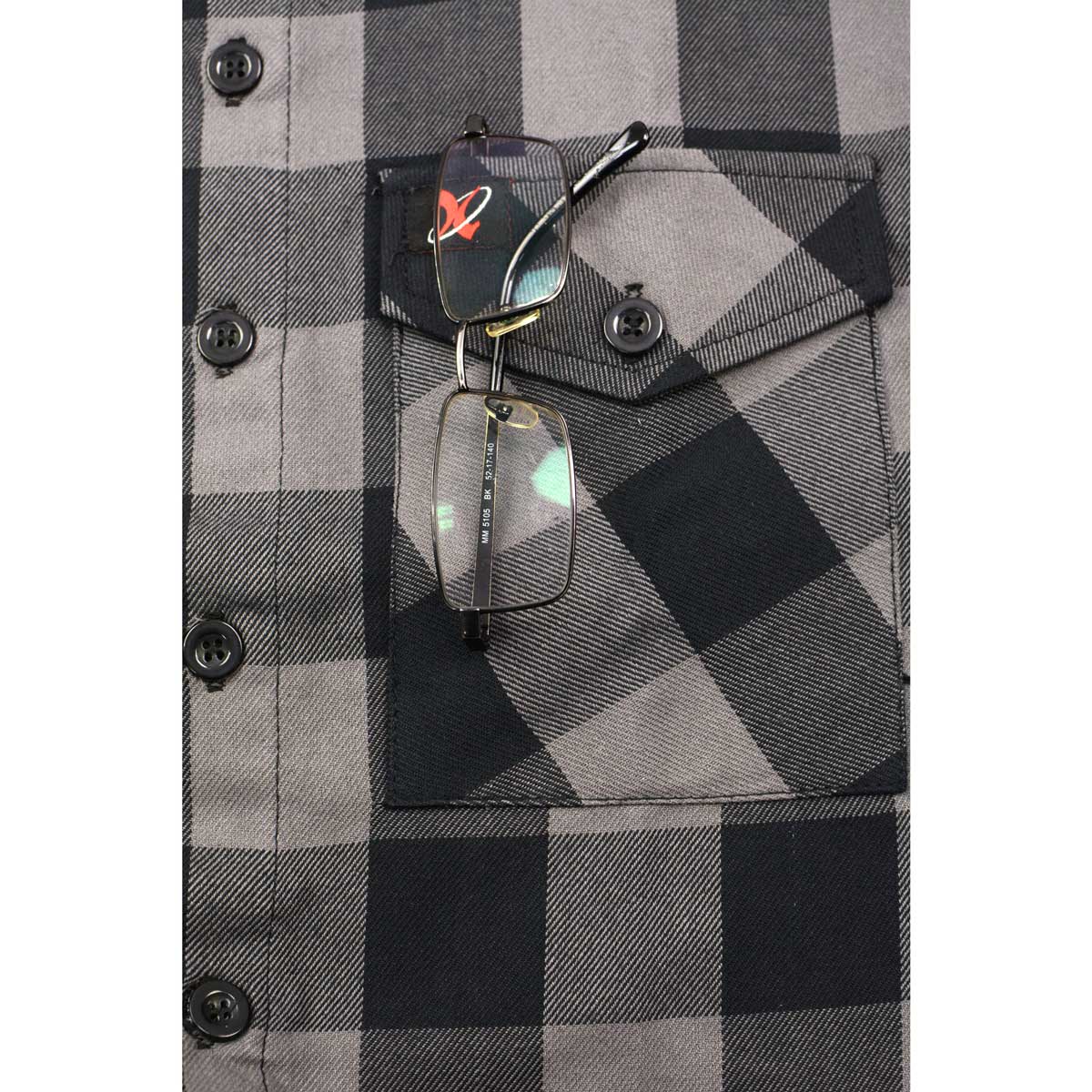 Milwaukee Leather Men's Flannel Plaid Shirt Black and Grey Long Sleeve Cotton Button Down Shirt MNG11630