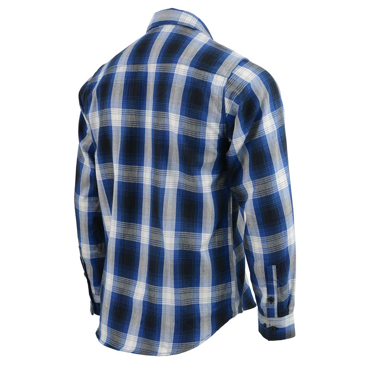 Milwaukee Leather Men's Flannel Plaid Shirt Blue and White Long Sleeve Cotton Button Down Shirt MNG11635