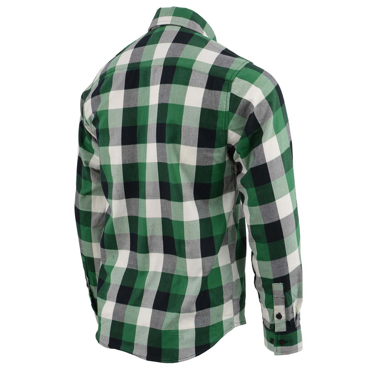 Milwaukee Leather Men's Flannel Plaid Shirt Green and White Long Sleeve Cotton Button Down Shirt MNG11636