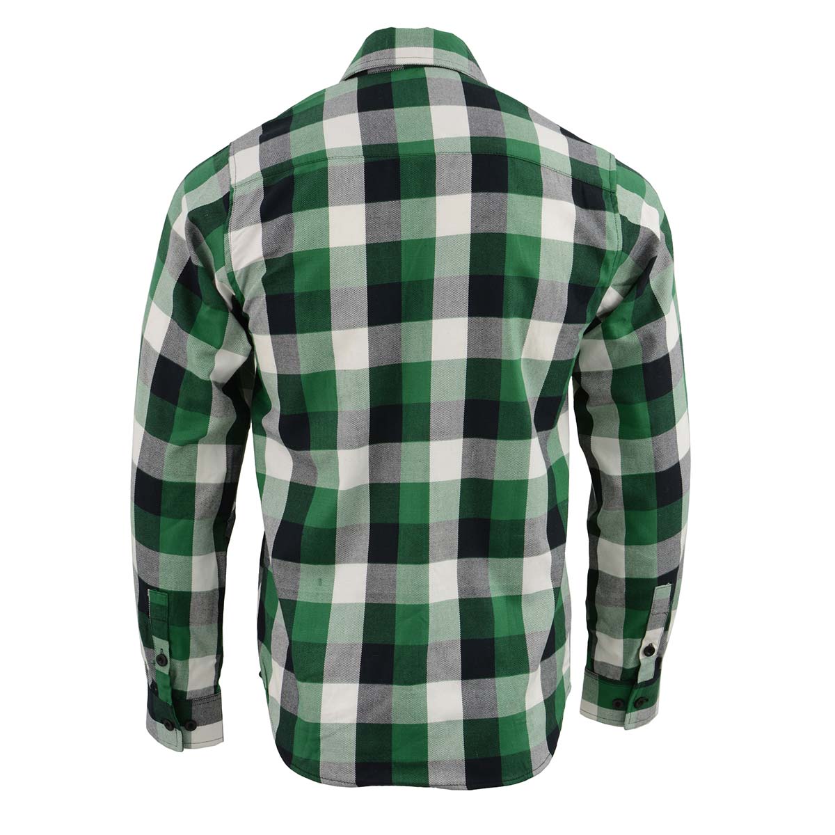 Milwaukee Leather Men's Flannel Plaid Shirt Green and White Long Sleeve Cotton Button Down Shirt MNG11636