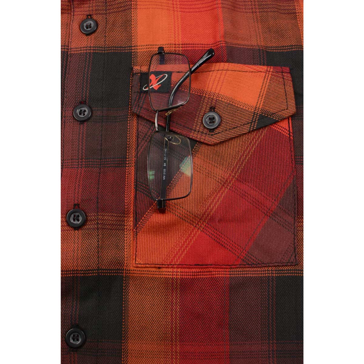 Milwaukee Leather Men's Flannel Plaid Shirt Orange with Red and Black Long Sleeve Cotton Button Down Shirt MNG11641