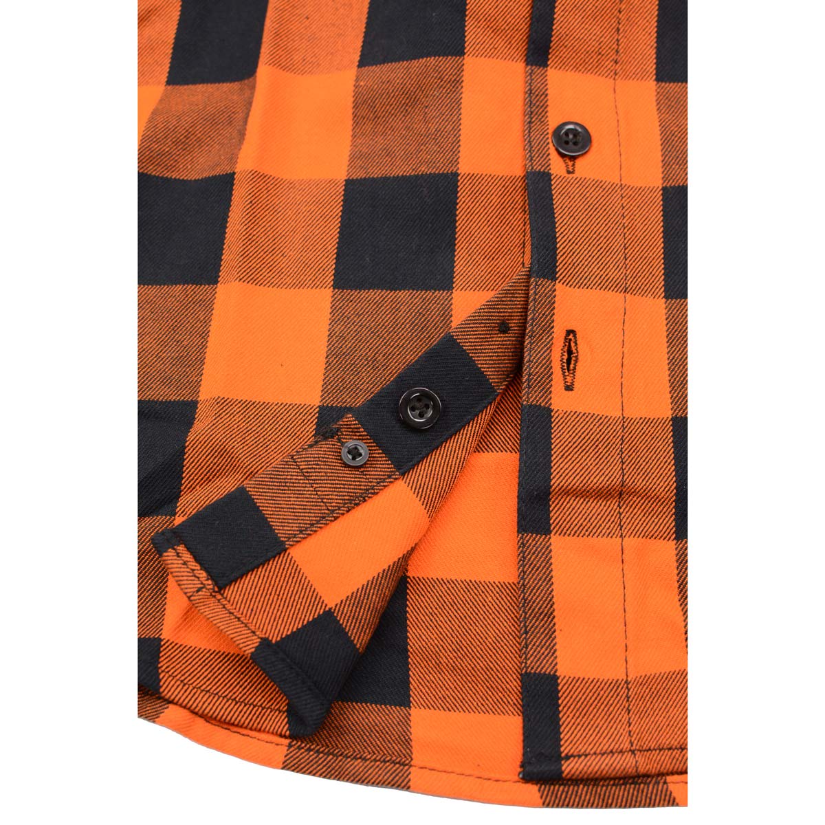 Milwaukee Leather Men's Flannel Plaid Shirt Orange and Black Long Sleeve Cotton Button Down with Hoodie MNG11642