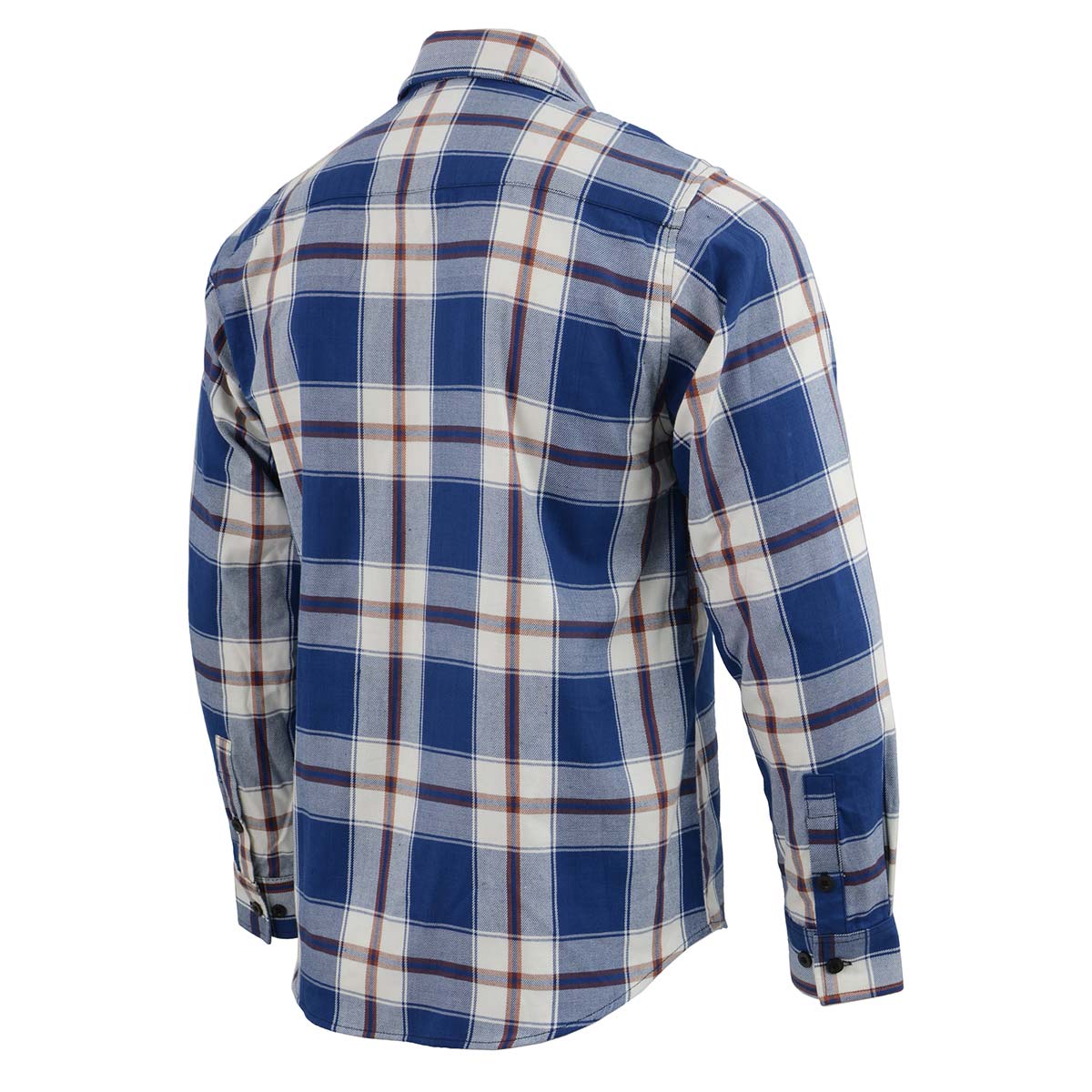 Milwaukee Leather Men's Flannel Plaid Shirt Blue White and Maroon Long Sleeve Cotton Button Down Shirt MNG11645