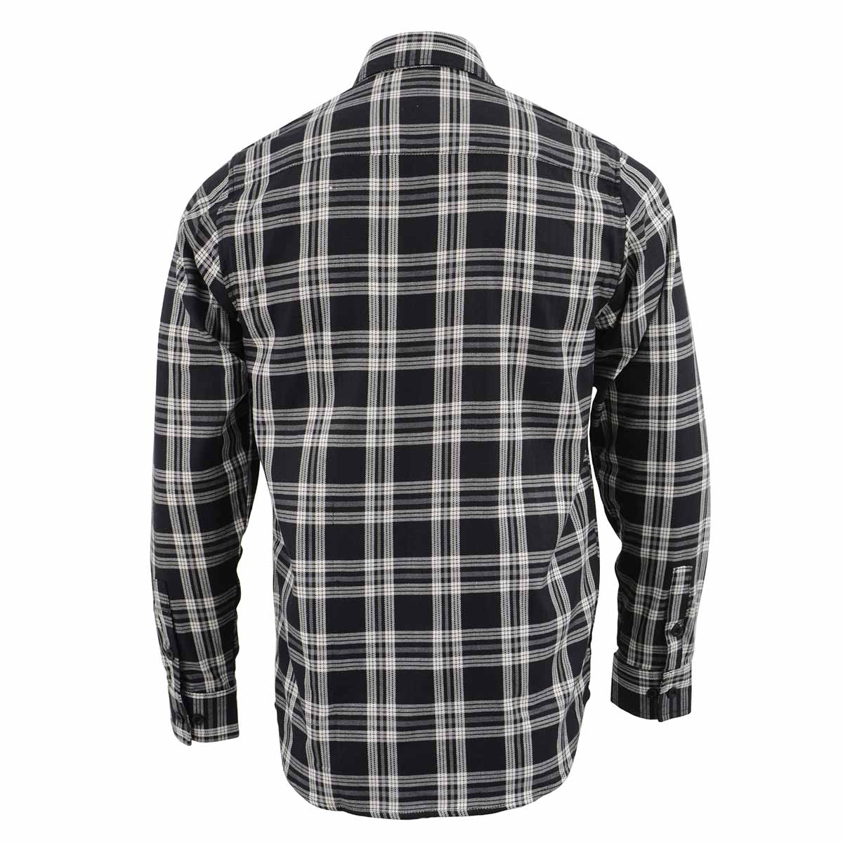 Milwaukee Leather Men's Flannel Plaid Shirt Black and White Long Sleeve Cotton Button Down Shirt MNG11646