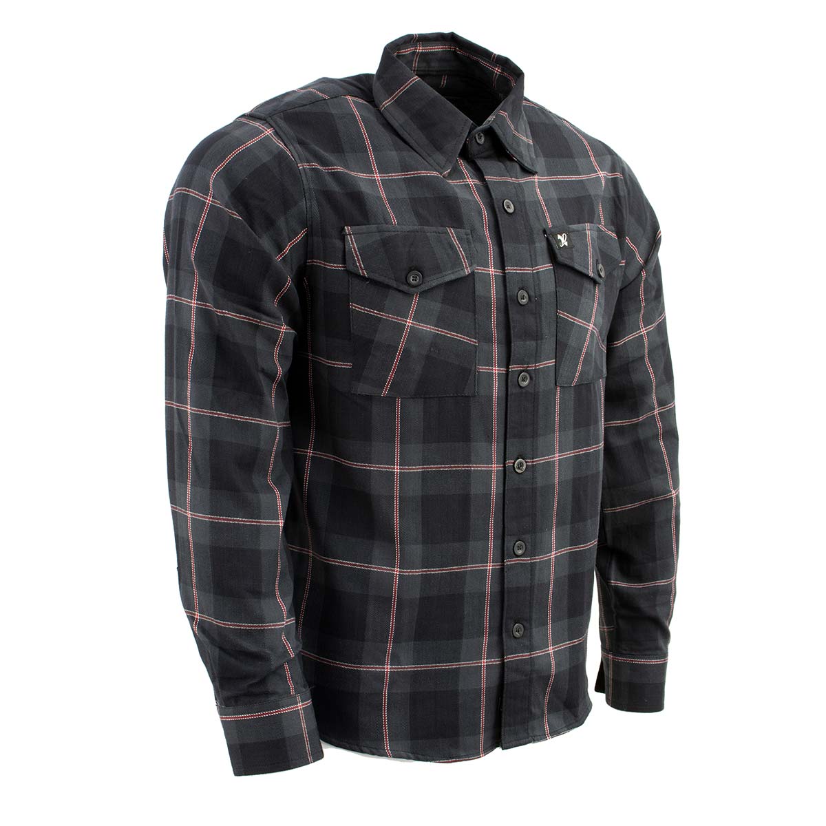 Milwaukee Leather MNG11647 Men's Black with Grey and Red Long Sleeve Cotton Flannel Shirt