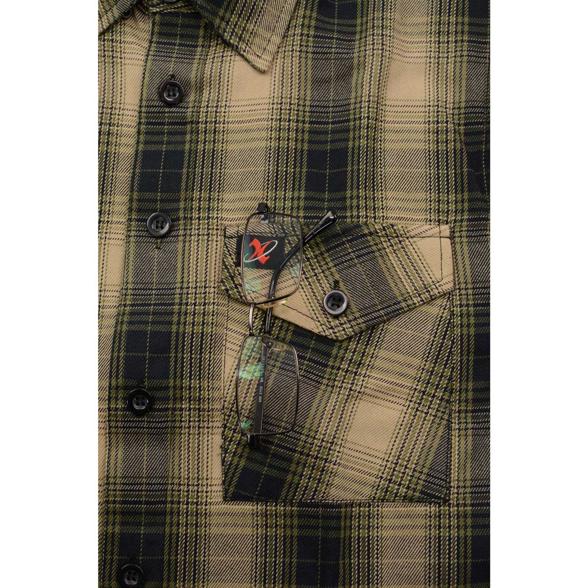 Milwaukee Leather MNG11649 Men's Grey with Black Long Sleeve Cotton Flannel Shirt