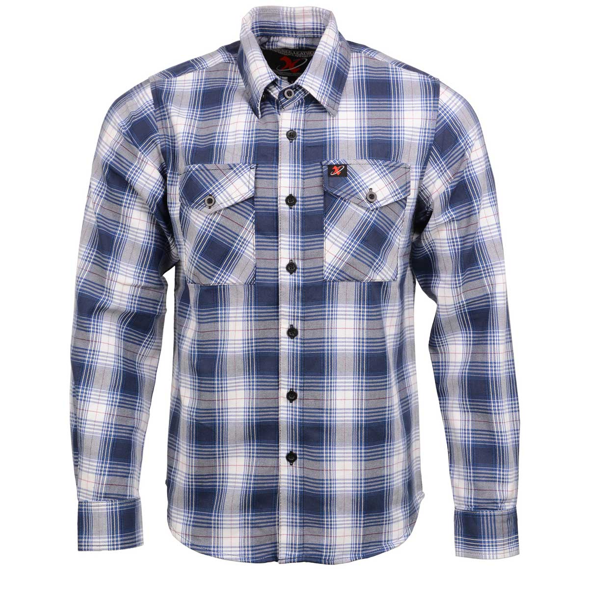 Milwaukee Leather MNG11650 Men's Blue and White Long Sleeve Cotton Flannel Shirt