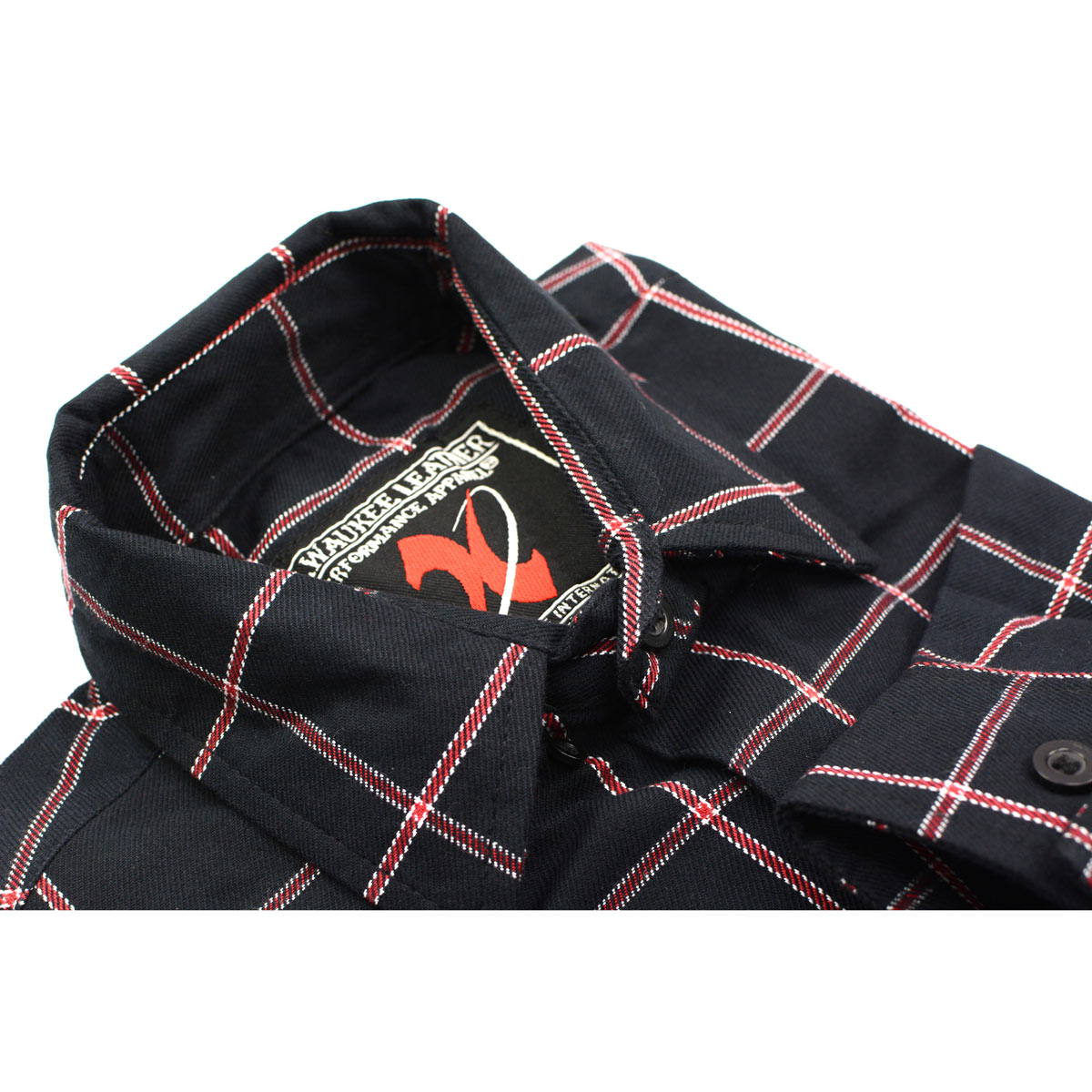 Milwaukee Leather MNG11651 Men's Black and Red Long Sleeve Cotton Flannel Shirt