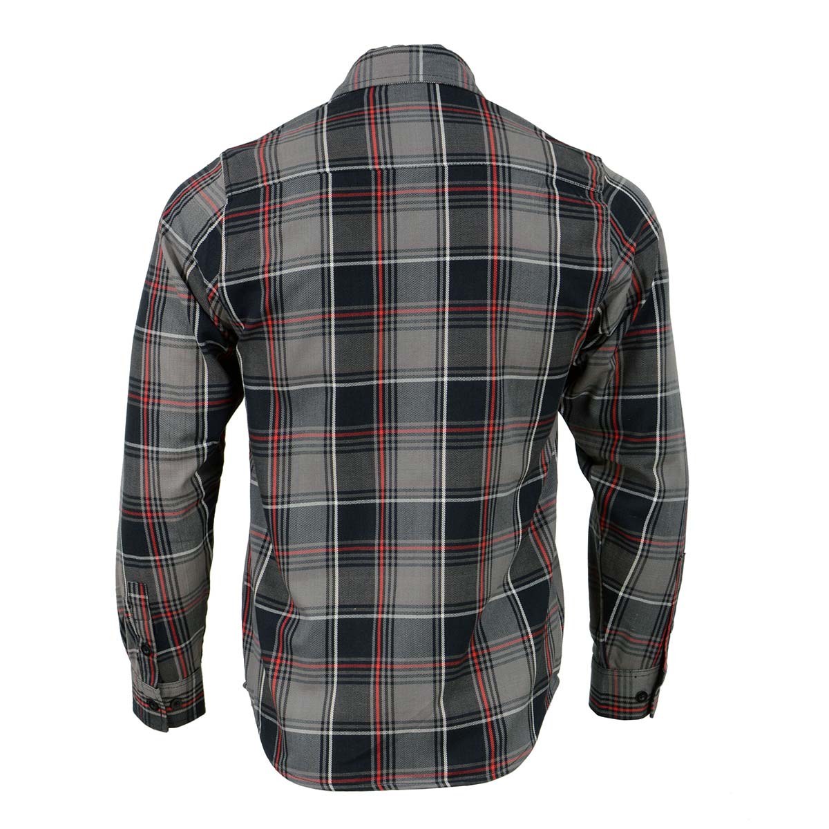 Milwaukee Leather MNG11658 Men's Black and Grey with Red Long Sleeve Cotton Flannel Shirt