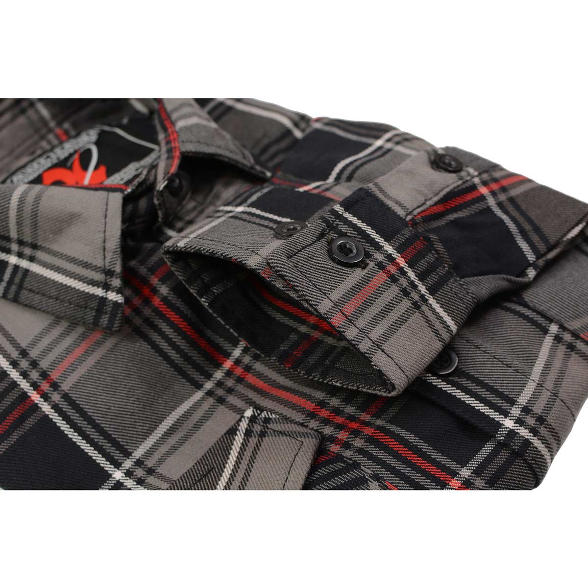 Milwaukee Leather MNG11658 Men's Black and Grey with Red Long Sleeve Cotton Flannel Shirt