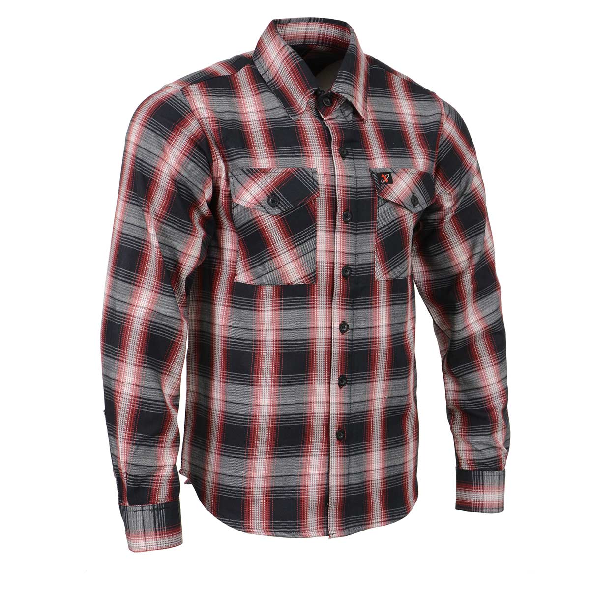 Milwaukee Leather MNG11659 Men's Black and White with Red Long Sleeve Cotton Flannel Shirt