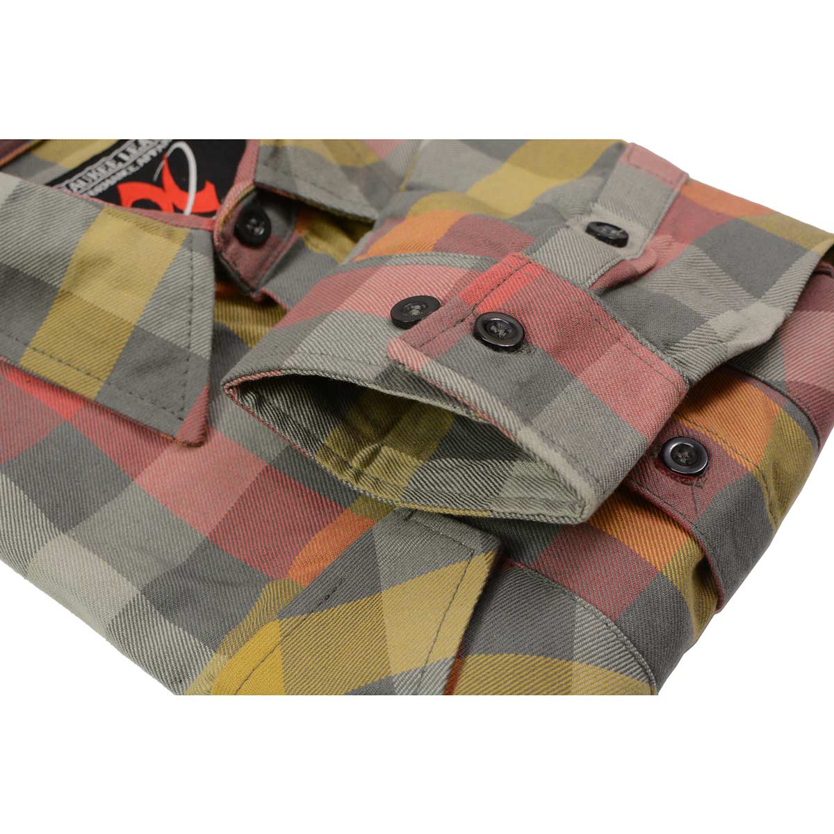 Milwaukee Leather MNG11661 Men's Gray and Red with Yellow Long Sleeve Cotton Flannel Shirt