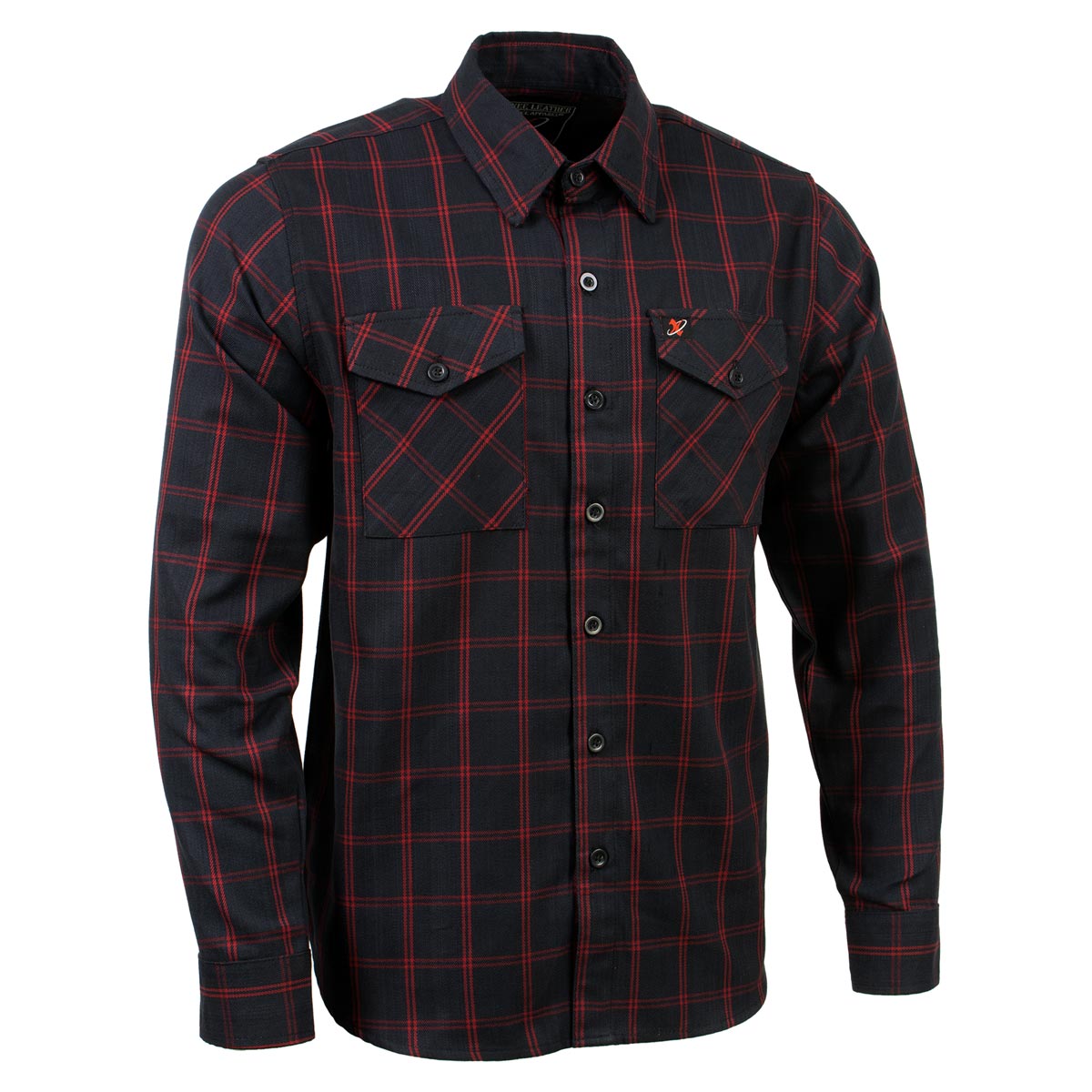 Milwaukee Leather MNG11665 Men's Black and Red Long Sleeve Cotton Flannel Shirt