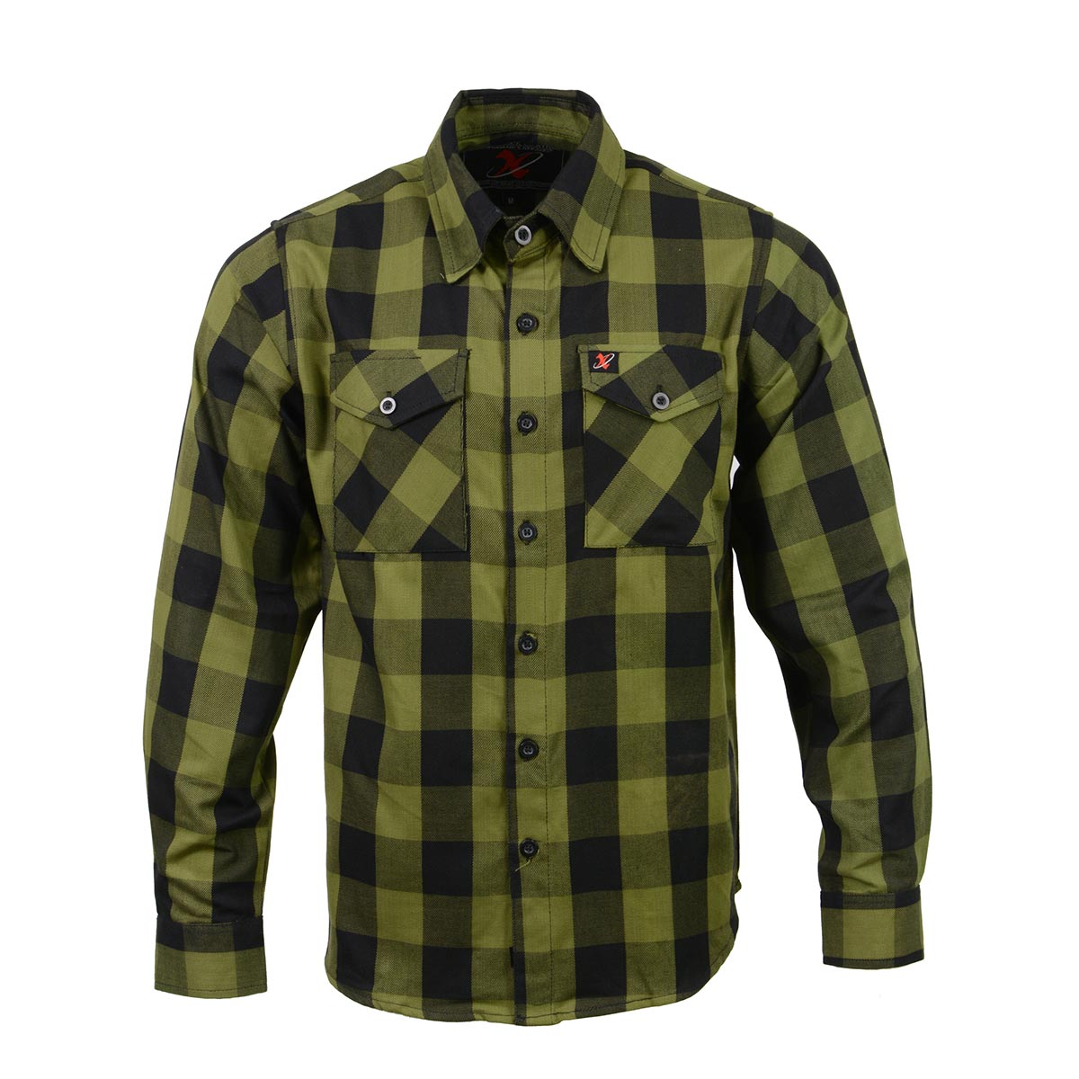 Milwaukee Leather MNG11668 Men's Black and Green Long Sleeve Cotton Flannel Shirt