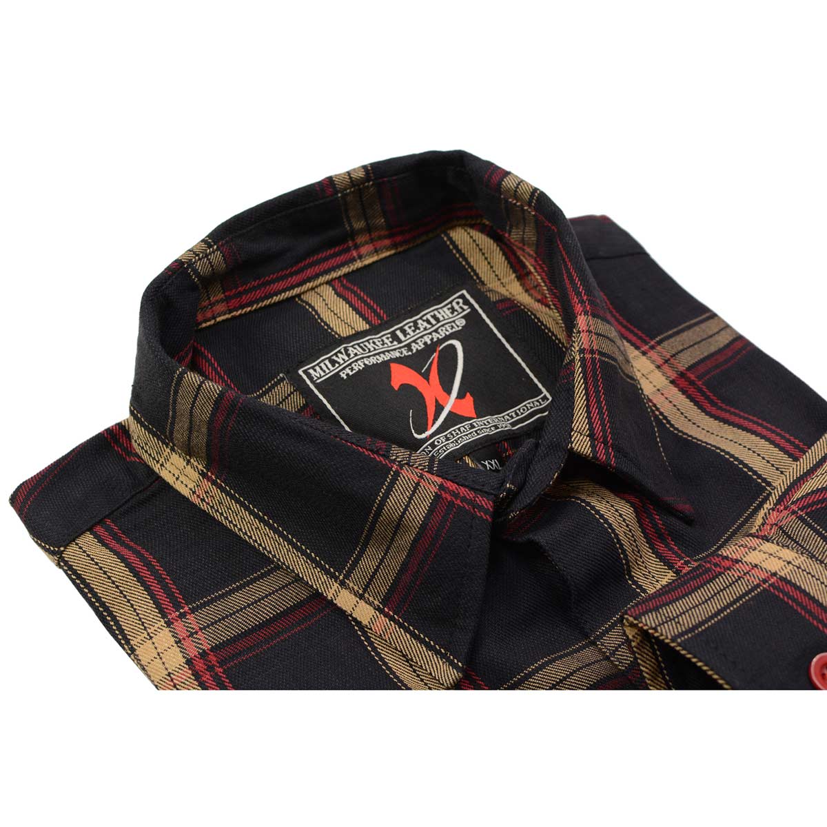 Milwaukee Leather MNG11669 Men's Black and Yellow with Red Long Sleeve Cotton Flannel Shirt